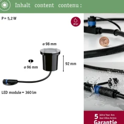 LED-terassivalaisin Paulmann Plug & Shine, Smart Home Zigbee 3.0, IP65, säädettävä värilämpötila, musta