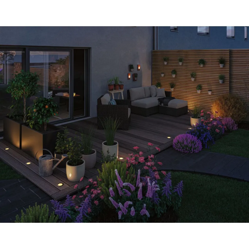 LED-terassivalaisin Paulmann Plug & Shine, Smart Home Zigbee 3.0, IP65, säädettävä värilämpötila, musta