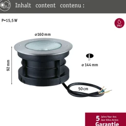 LED-terassivalaisin Paulmann Vanea, IP67, 16cm, 3000K, korroosionkestävä, alumiini