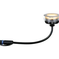 LED-terassivalaisinsarja Paulmann Plug & Shine Floor, IP67, 2200K, 3x2W, hopea