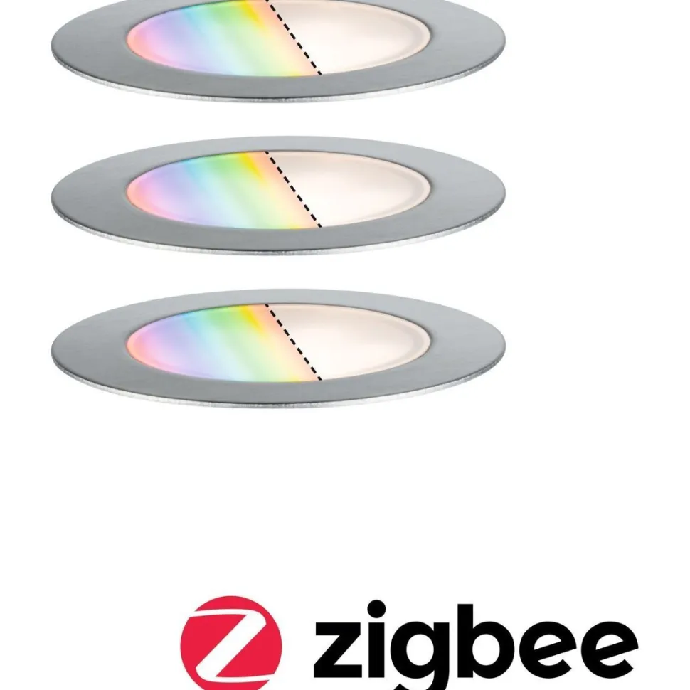 LED-terassivalaisinsarja Paulmann Plug & Shine Floor, Smart Home Zigbee 3.0, IP67, RGBW+, 3x2W, rst
