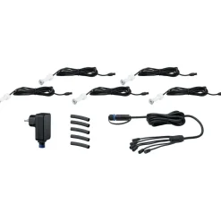 LED-terassivalaisinsarja Paulmann Plug & Shine MicroPen II, 5-osainen, IP67, 3000K, hopea