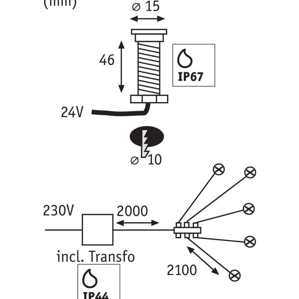 LED-terassivalaisinsarja Paulmann Plug & Shine MicroPen II, 5-osainen, IP67, 3000K, hopea