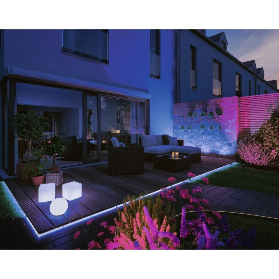 LED-ulkovalaisin Paulmann Plug & Shine Globe, Smart Home Zigbee 3.0, IP65, RGBW+, valkoinen