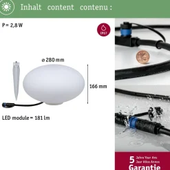 LED-ulkovalaisin Paulmann Plug & Shine Stone, IP67, 3000K, valkoinen