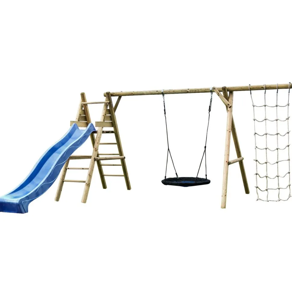 Leikkiteline Palmako Kalev sis. keinu + pesäkeinu + kiipeilyteline + kiipeilyverkko