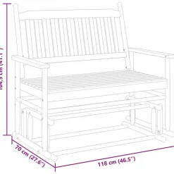 Liukupenkki musta 118x70x104,5 cm täysi haapa (08866)