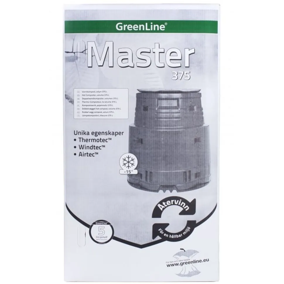 Lämminkomposti Greenline Master 375 L -15°C musta