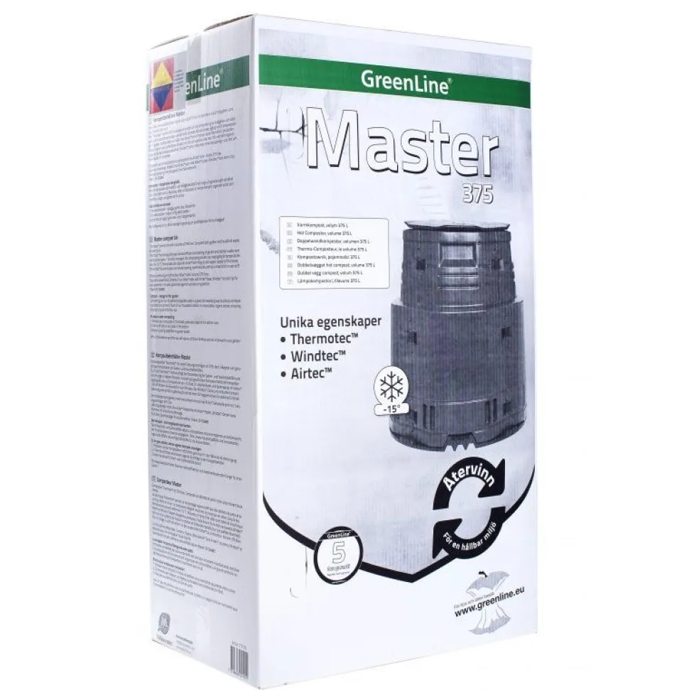 Lämminkomposti Greenline Master 375 L -15°C musta
