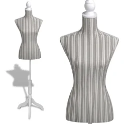 Mallinukketorso nainen raidallinen pellava