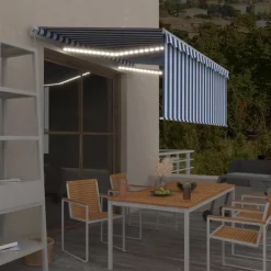 Manuaalisesti kelattava markiisi 2 verho/LED 3x2,5 m keltainen/valkoinen
