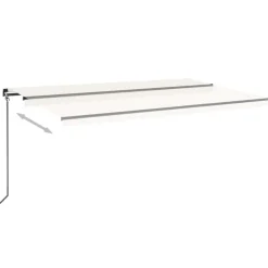 Manuaalisesti sisäänkelattava markiisi LEDillä 350x250 cm kermanvalkoinen