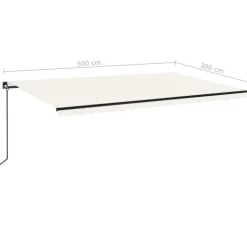 Manuaalisesti sisäänkelattava markiisi LEDillä 350x250 cm kermanvalkoinen