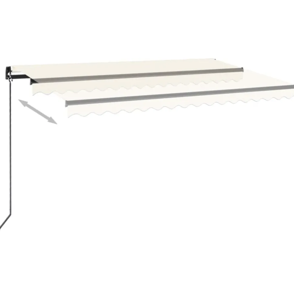Manuaalisesti sisäänkelattava markiisi LEDillä 350x250 cm kermanvalkoinen