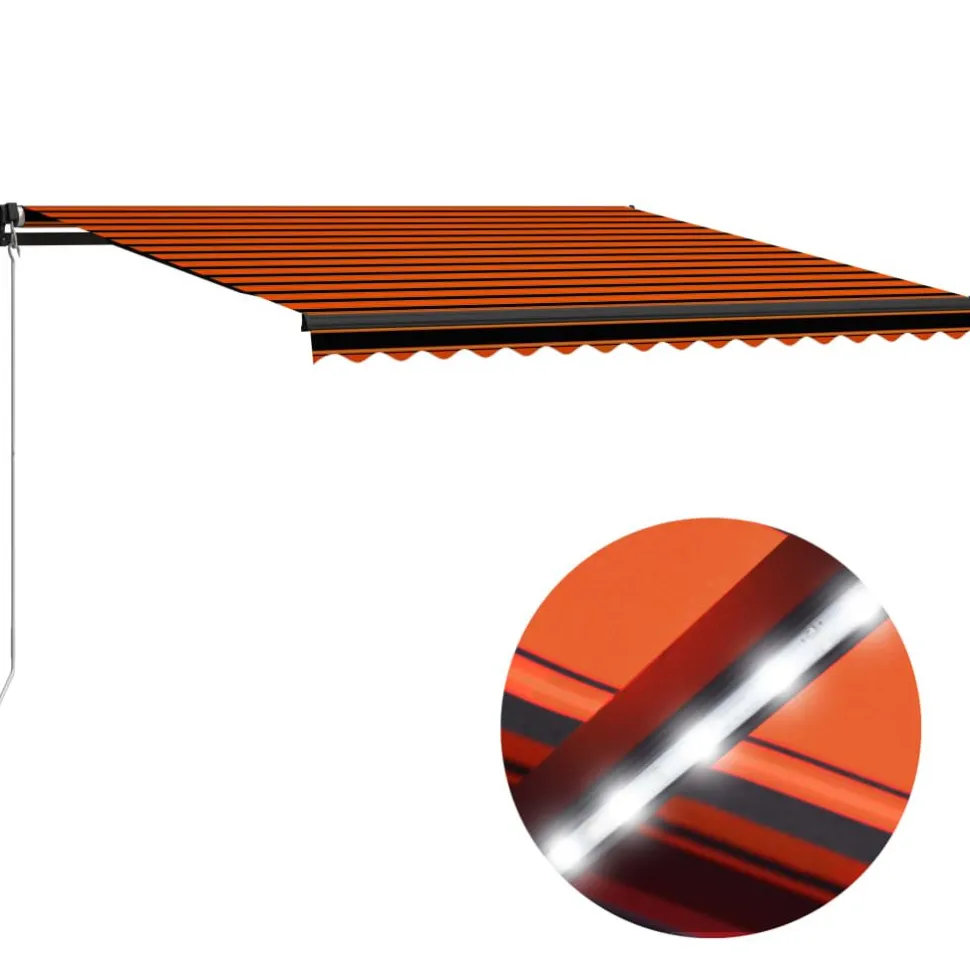 Manuaalisesti sisäänkelattava markiisi LEDillä 350x250 cm kermanvalkoinen