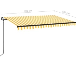 Manuaalisesti sisäänkelattava markiisi LEDillä 350x250 cm kermanvalkoinen