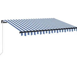 Manuaalisesti sisäänkelattava markiisi LEDillä 350x250 cm kermanvalkoinen