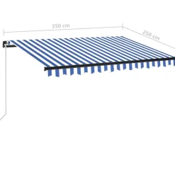 Manuaalisesti sisäänkelattava markiisi LEDillä 350x250 cm kermanvalkoinen