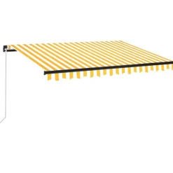 Manuaalisesti sisäänkelattava markiisi LEDillä 350x250 cm kermanvalkoinen