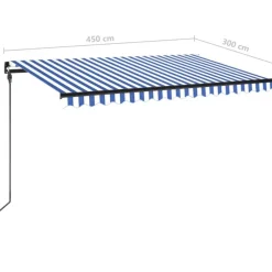 Manuaalisesti sisäänkelattava markiisi LEDillä 350x250 cm kermanvalkoinen