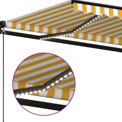 Manuaalisesti sisäänkelattava markiisi LEDillä 350x250 cm kermanvalkoinen