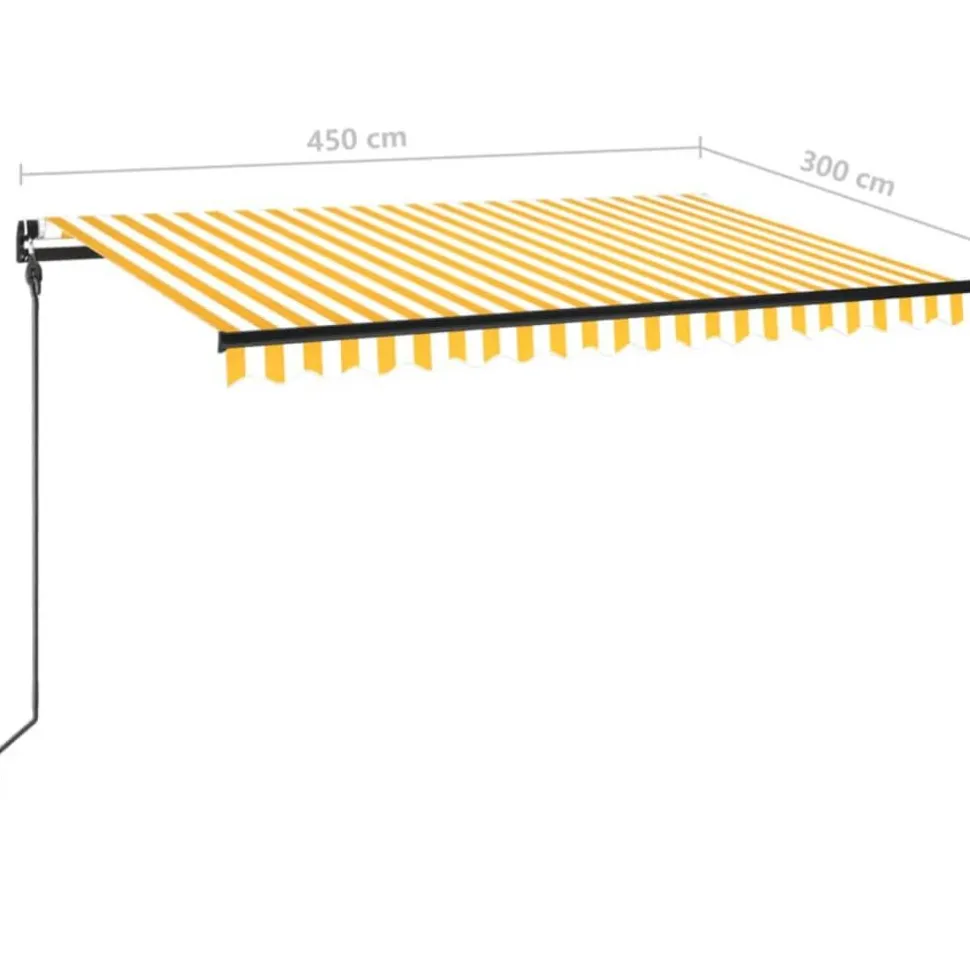 Manuaalisesti sisäänkelattava markiisi LEDillä 350x250 cm kermanvalkoinen