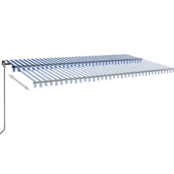 Manuaalisesti sisäänkelattava markiisi LEDillä 350x250 cm kermanvalkoinen