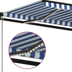 Manuaalisesti sisäänkelattava markiisi LEDillä 350x250 cm kermanvalkoinen