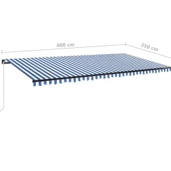 Manuaalisesti sisäänkelattava markiisi LEDillä 350x250 cm kermanvalkoinen
