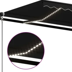 Manuaalisesti sisäänkelattava markiisi LEDillä 350x250 cm kermanvalkoinen