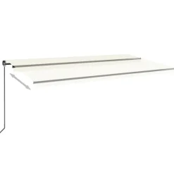 Manuaalisesti sisäänkelattava markiisi LEDillä 350x250 cm kermanvalkoinen