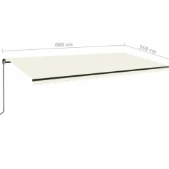 Manuaalisesti sisäänkelattava markiisi LEDillä 350x250 cm kermanvalkoinen
