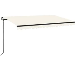 Manuaalisesti sisäänkelattava markiisi LEDillä 350x250 cm kermanvalkoinen
