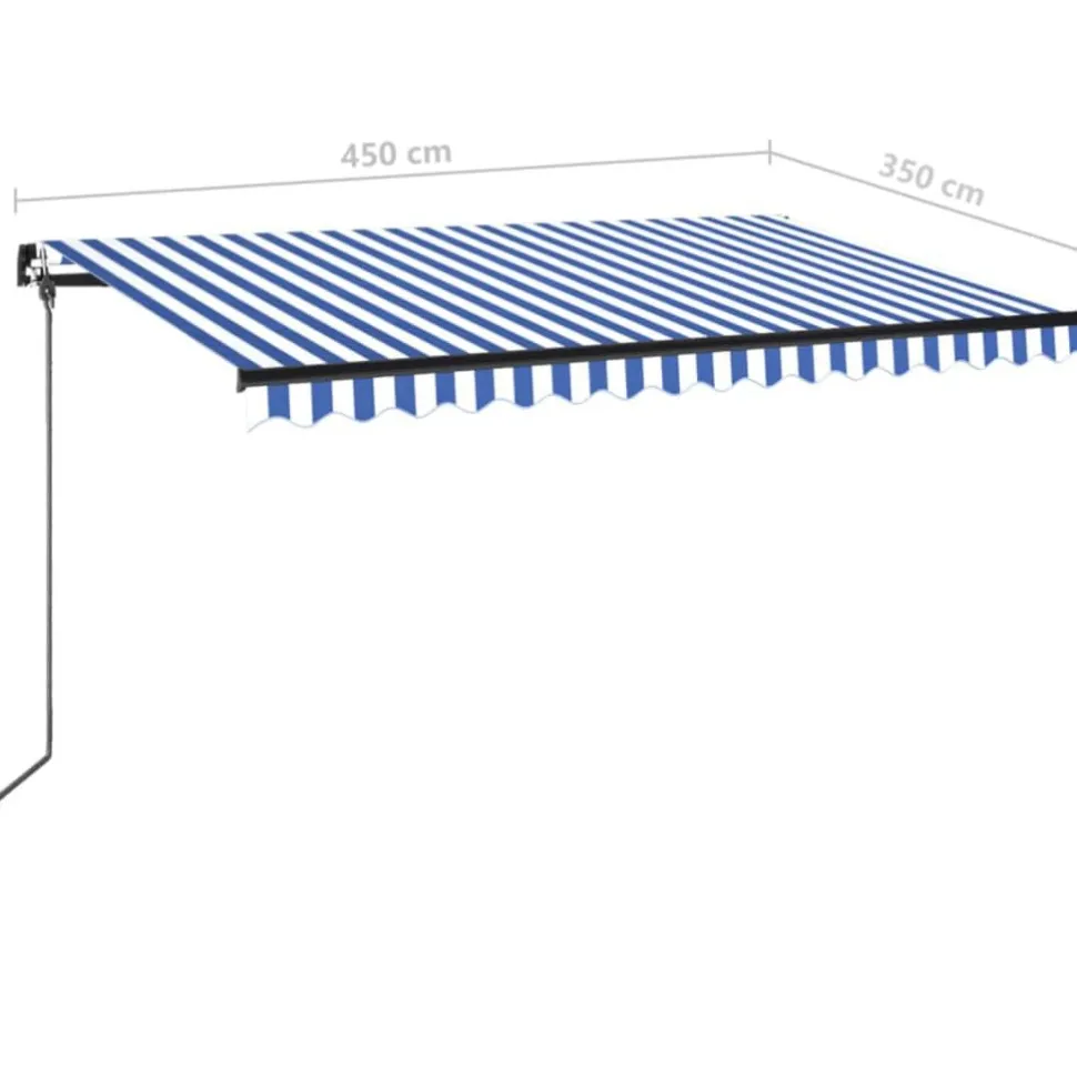 Manuaalisesti sisäänkelattava markiisi 1 300x250 cm sininen/valkoinen