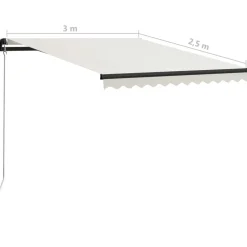 Manuaalisesti sisäänkelattava markiisi 1 300x250 cm sininen/valkoinen