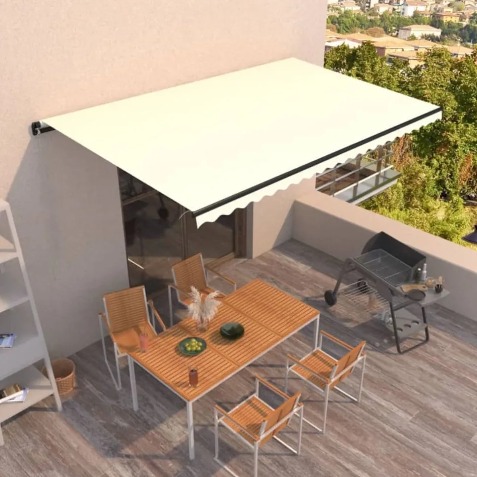 Manuaalisesti sisäänkelattava markiisi 1 300x250 cm sininen/valkoinen