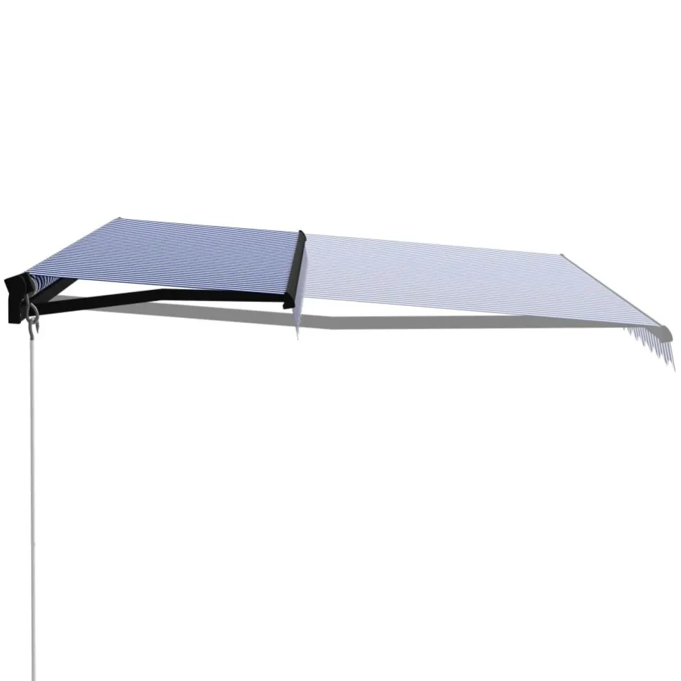 Manuaalisesti sisäänkelattava markiisi 1 300x250 cm sininen/valkoinen
