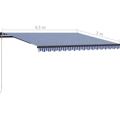Manuaalisesti sisäänkelattava markiisi 1 300x250 cm sininen/valkoinen