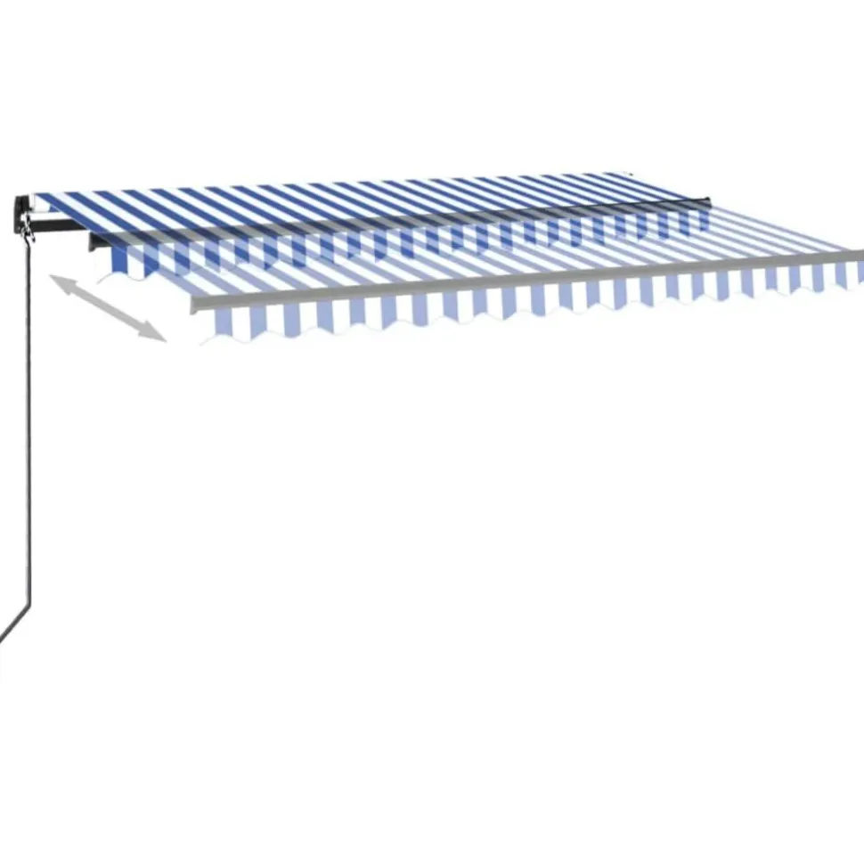 Manuaalisesti sisäänkelattava markiisi 1 300x250 cm sininen/valkoinen
