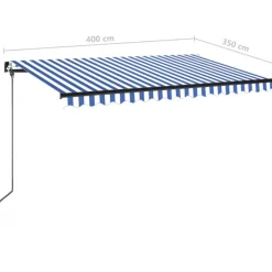 Manuaalisesti sisäänkelattava markiisi 1 300x250 cm sininen/valkoinen