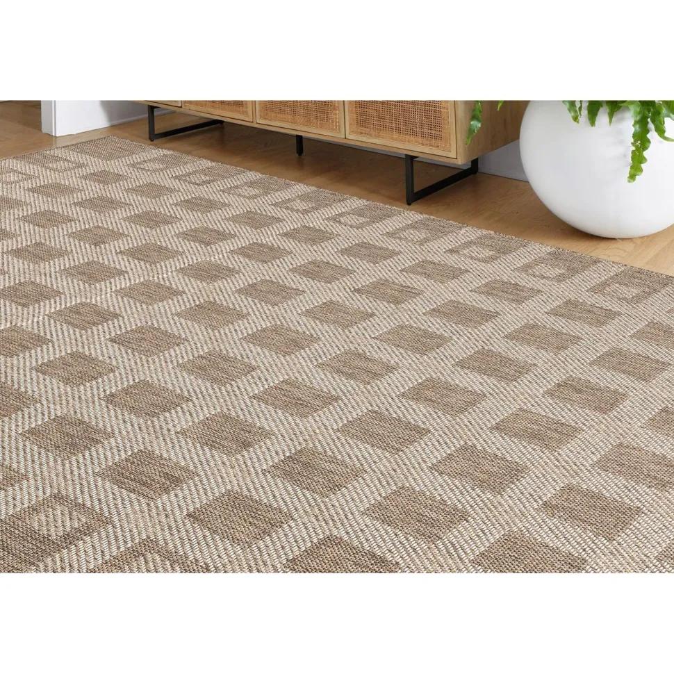 Matto Linento Check 80x150 cm ruskeanbeige