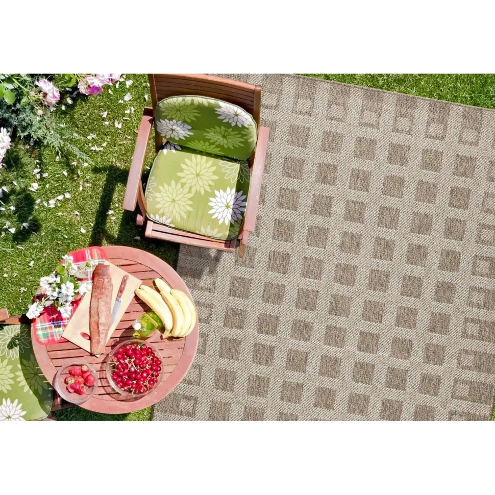 Matto Linento Check 80x150 cm ruskeanbeige