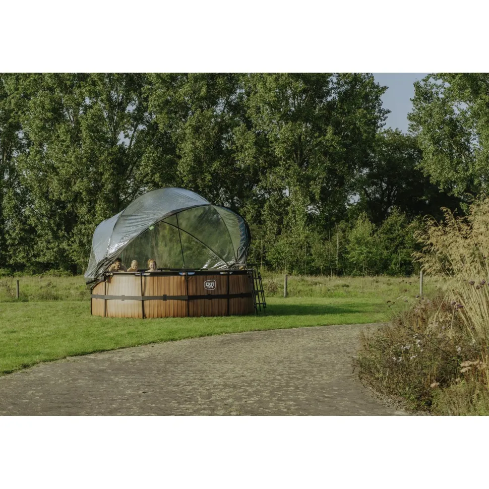Musta uima-allas nahkakuvioinnilla EXIT, ø360 x 122 cm, hiekkasuodatinpumpulla, allaskuvulla