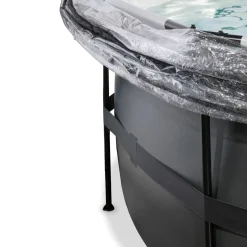 Musta uima-allas nahkakuvioinnilla EXIT, ø360 x 122 cm, hiekkasuodatinpumpulla, allaskuvulla