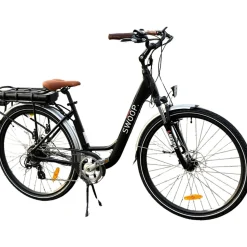Naisten sähköpyörä Swoop City, 28", 7 vaihdetta, musta