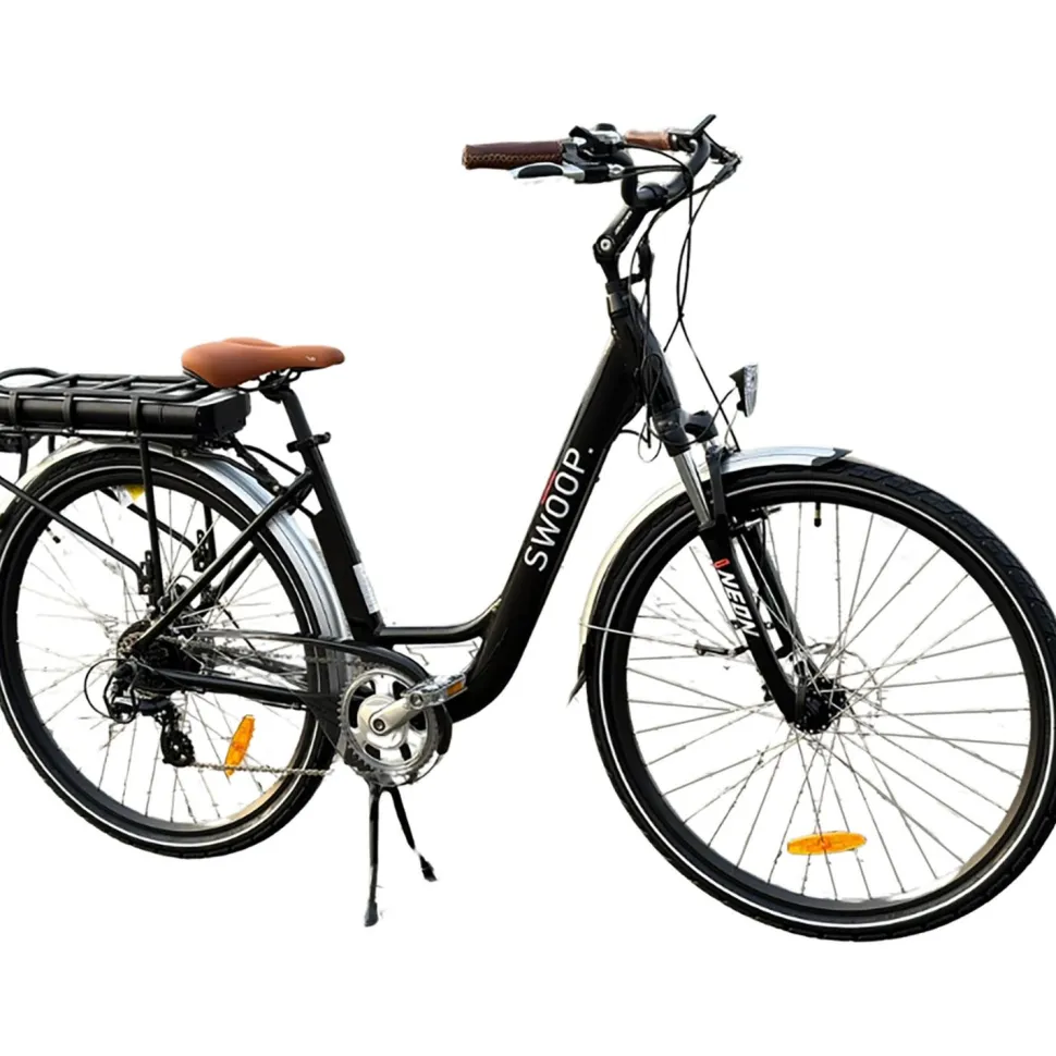Naisten sähköpyörä Swoop City, 28", 7 vaihdetta, musta