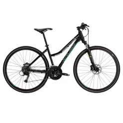 Naisten hybridipyörä Kross Evado 5.0, 28", 27 vaihdetta, musta/turkoosi
