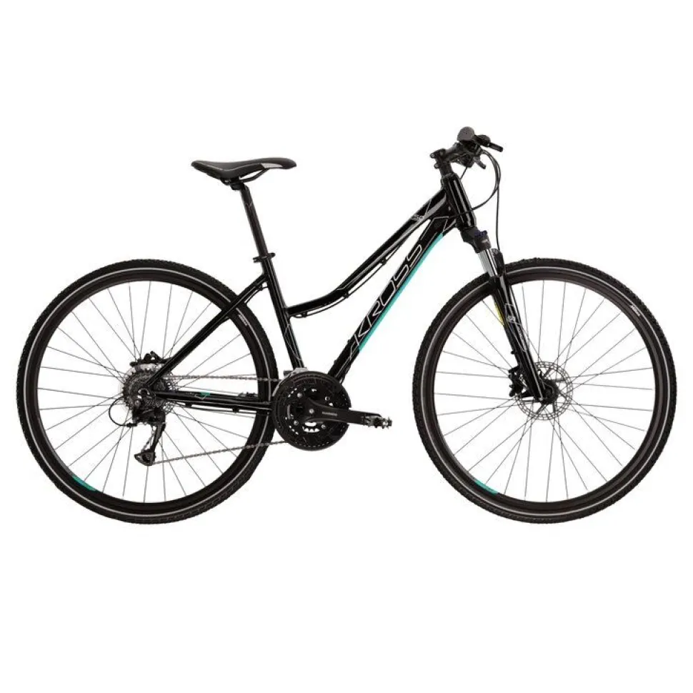Naisten hybridipyörä Kross Evado 5.0, 28", 27 vaihdetta, musta/turkoosi
