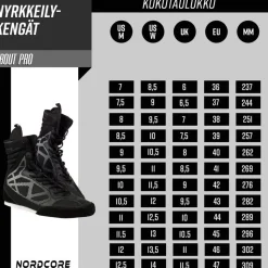 Nyrkkeilykengät Nordcore Bout Pro Core, musta, eri kokoja