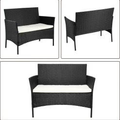 Oleskeluryhmä AB Polar Palma 2-istuttava sohva + 2 nojatuolia + pöytä musta